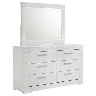 Ives 6-drawer Dresser and Mirror White High Gloss / CS-224943M